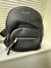 Image of BNWT JACK WILLS PU BLACK BACKPACK WAS £50 WOULD MAKE AN IDEAL UNISEX GIFT