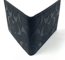 Image of Coach ID and Card Case Wallet in Signature Leather  - Black