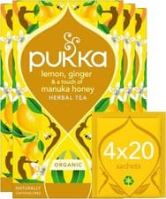 Image of Pukka - Lemon, Ginger & Manuka Honey Tea - 4 Packs of 20 Sachets