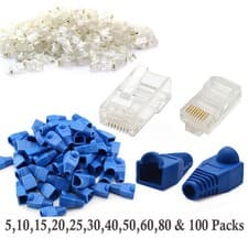 Image of RJ45 Connectors and Boots Cat5e Cat6 Network LAN Ethernet Patch Cable Wholesale