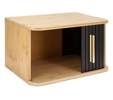 Image of Small Bamboo Bread Bin – Compact Countertop Storage with Sliding Door