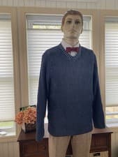 Image of Vintage Faded Glory V Neck Sweater- NWT - Blue Ribbed- size L