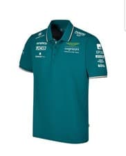 Image of Aston Martin F1 Official Licensed Polo Shirt in Racing Green Men size MEDIUM