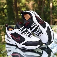 Image of Nike Air Monarch IV 4E Wide Men’s Size 12.5 White Black Red Custom 416355-101
