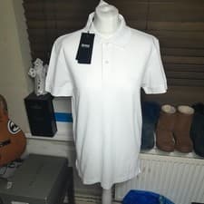 Image of Hugo Boss Polo Shirt Mens Small White Short Sleeve Cotton Casual Sport NWT