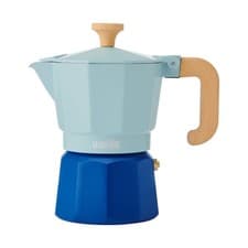 Image of La Cafetiere 'Venice' 3 Cup Espresso Maker, 2-Tone Sky Blue, Wooden Handle 150ml