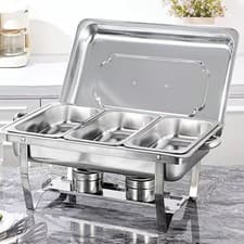 Image of 1/2/4 Pack 9L Chafer Chafing Dish Sets Pans Stainless Steel Catering Food Warmer