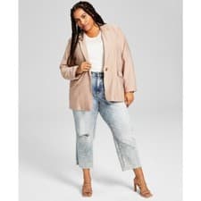 Image of And Now This Women's Plus Size Oversized Button-Front Tan Blazer NWT.
