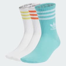 Image of Adidas Youth 3 Pair Of Sock Crew Socks colours shoe size-4/5.-6  Small  (BOX  E)