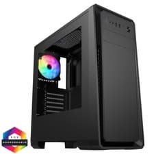Image of CIT Dark Soul Black Gaming PC Case Midi ATX Tower 120MM RGB LED Fan Side Window