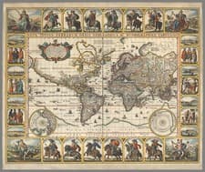Image of Home Wall Art Print - Vintage Map Poster - WORLD MAP 1652 - A4,A3,A2,A1,A0