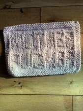 Image of Sweary  Knitting Mother F#cker Organic Cotton Dishcloth In Baby Pink
