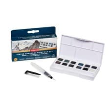 Image of Derwent Tinted Charcoal Paint Pan Set, Set of 12, Half Pan Size, Water-Soluble,