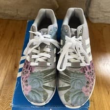 Image of Adidas Women's Originals ZX Flux Shoes: Solid Grey White Floral Womens Size 8