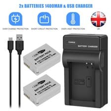 Image of 2Pack NB-10L Battery + Charger For Canon Powershot SX40 HS SX60 HS SX50 G15 G16