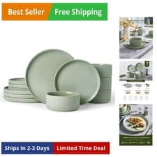 Image of Star 12-Piece Stoneware Dinnerware Sets, Service for 4 - Handcrafted Reactive...