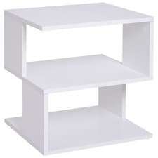 Image of HOMCOM Modern Square 2 Tier Wood Coffee Side Table Storage Shelf Rack White