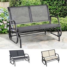 Image of 2-Person Outdoor Glider Bench Double Gliding Chair for Patio Garden Porch