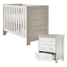 Image of Obaby Nika Mini Nursery Room Set - 2 Piece - Cot Bed & Changing Unit