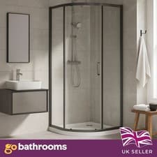 Image of Gunmetal Quadrant Shower Enclosure Single Sliding Door 8mm Safe Glass 1000x900mm