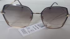 Image of Accessorize London Gold Geometric Sunglasses Brown Gradient Lens Metal Frame
