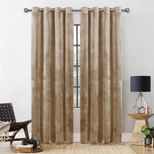 Image of Thick Heavy Velvet Curtains PAIR of Eyelet Ring Top Fully Lined Ready Made