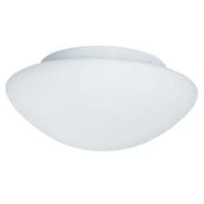 Image of White Bathroom Modern Round Flush Light with Opal Glass Shade 230mm
