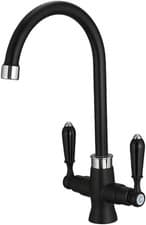 Image of Quality Upgraded Matte Black Kitchen Sink Mixer Tap Elegant Ceramic Dual Lever M