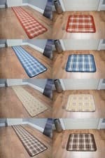 Image of Washable Tartan Kitchen Door Mat Floor Rug Non Slip Highland Design Hall Runner