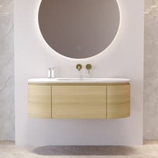 Image of 1200mm Oak Wood Effect Wall Hung Vanity Unit with Solid Surf BUN/CALVO1200/98838