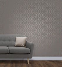 Image of Fine Decor Apex Geometric Metallic Wallpaper Trellis 10m 4 Colours 