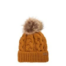 Image of Barbour Womens Penshaw Cable-Knit Beanie Hat Mustard