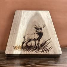 Image of 30cm Stag Design Acacia Wood Rectangular Serving Chopping Board Kitchen Gift