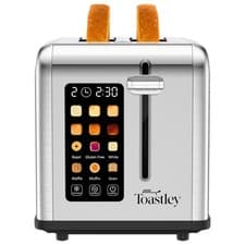 Image of Toastley 2 Slice Smart Toaster, Wide Slots, Touch Control, Digital Timer, Silver