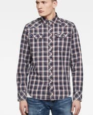 Image of $150 G Star Raw Medium Western Plaid Shirt Snaps Rodeo Checkered 3301 Slim 3D