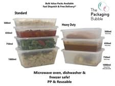 Image of Plastic Food Containers with lids Takeaway Microwave Freezer Safe Storage Boxes