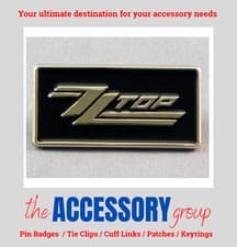 Image of New ZZ Top Z Z Top rock music band silver black pin badge metal enamel tie pin