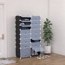 Image of Large 16-Cube DIY Shoes Rack Portable Interlocking Plastic Cabinet Bedroom