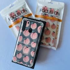 Image of Samsung Galaxy A21 Clear Soft Case, Anti-Yellowing, Peach Print, Shockproof