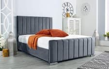 Image of Panel Plush Velvet Upholstered Bed Frame 3ft 4ft6 Double 5ft King Size NEW