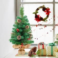 Image of 55-60cm Desktop Mini Small Christmas Tree With LED Lights Table Top Xmas Decor