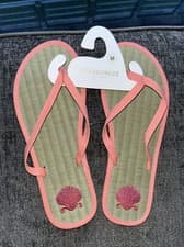 Image of Accessorize Monsoon Seagrass Flip Flops Size M Medium UK 5 6 Pink Coral Shell