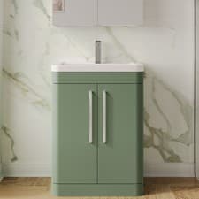 Image of Nuie Parade Floor Standing 2-Door Vanity Unit with Ceramic Basin 600mm Wide - Sa