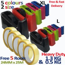 Image of Heavy Duty Tape Dispenser Desktop Office Free 5 Tape - 1.3kg , 0.5kg - 5 Colours