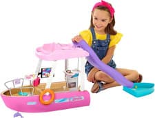 Image of Barbie Dream Boat with Pool and Slide, Playset Includes 20+ Pieces like Dolphin
