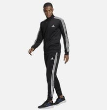 Image of Adidas Primegreen Essentials 3-Stripes GK9651 Mens Tracksuit black/White Size L