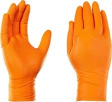 Image of Orange Black 8mil Diamond Grip Nitrile Gloves Heavy Duty Mechanic
