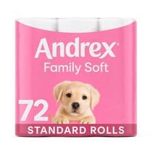 Image of Andrex Family Soft Toilet Roll, 72 Rolls Family Pack - 11,160 Total Sheets