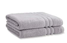 Image of Catherine Lansfield Zero Twist Cotton 90x140cm Bath Sheet Pair Silver Grey