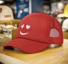 Image of Smiley Face Print Trucker Hat Mesh Breathable Baseball Cap Casual Sports NEW